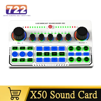 Live Webcast Sound Mixer X50 15 lauko kontrolės efektų Išorinio DJ maišytuvo garso plokštė tiesioginiam srautui Elektrinė gitaros studija