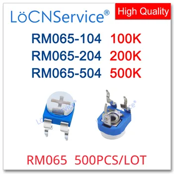 LoCNService 500PCS RM065 RM065-104 RM065-204 RM065-504 100K 200K 500K Trimpot žoliapjovės potenciometras pagamintas Kinijoje Aukštos kokybės