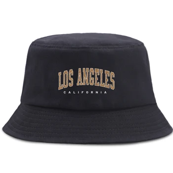 Los Andželas Kalifornija Spausdinimas Unisex Vintage Letter High Street Hats Cotton Personality All-Math Hat Casual Womens Bucket Hat