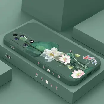 Lotus Pond Peizažo silikoninis telefono dėklas, skirtas Huawei P50 P40 P30 P40 Lite P20 Pro Nova 10SE 9SE Mate 50 40 30 Pro dangtelis