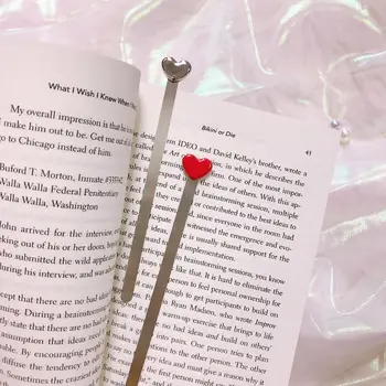 Love Heart Bookmark Fashion Book Clip Couple Bookmarks Creative Red Sliver Beautiful High Quality Bookmark Reading Assistant