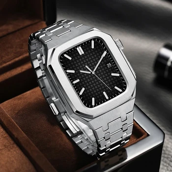 Luxury Refit Mod Kit Bezel Case Band for Apple Watch Series 8 7 45mm 6 5 4 SE 44mm Modification Kit Metal steel Band For iWatch
