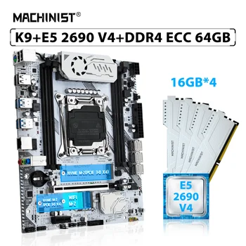 MACHINIST X99 K9 K9 Kit pagrindinės plokštės komplektas LGA 2011-3 Xeon E5 2690 V4 procesorius CPU 64GB=4vnts*16GB ECC DDR4 Atmintis RAM NVME M.2 WIFI