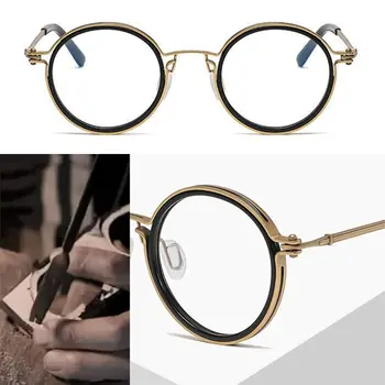 Madingas nešiojamas biuras Patvarūs akiniai nuo mėlynos šviesos Metalinis rėmas Kompiuterio akiniai Apvalūs akiniai