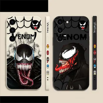 Marvel Venom telefono dėklas, skirtas Samsung Galaxy S23 S22 S21 S20 FE S11 S11E S10 S10E S9 S30 Ultra Plus 4G 5G spalvoto skysto dėklo apvalkalas
