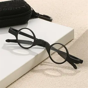 Maži sulankstomi skaitymo akiniai su užtrauktuku Akiniai Dėklas Apvalus lęšis Spyruokliniai vyriai Skaitytuvai Pakabinamas maišelis Presbiopiniai akiniai