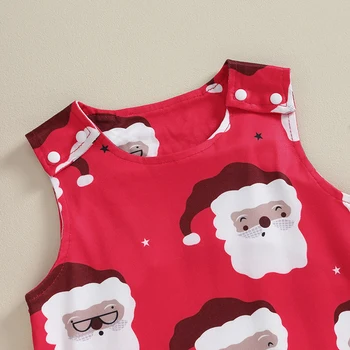 Mažyliai Mergaitės Kalėdų romperio apranga Laisvalaikio modelis be rankovių Spausdinti Kombinezonas Rudens žieminiai drabužiai