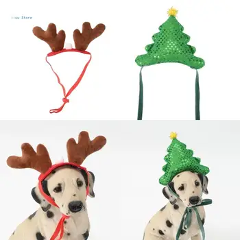 Mažų šunų kostiumas Kalėdinis augintinis Galvos apdangalas Kačių fotografija Galvos juosta Šunys Katės Cosplay aksesuarai Naminių gyvūnėlių festivalio galvos apdangalas