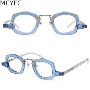 MCYFC Hip-hop stiliaus akinių rėmelis moterims Netaisyklingos mados acetato medžiaga Akiniai vyrams Saldainių spalvos Akinių rėmeliai