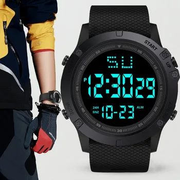 Men Sport Watch daugiafunkcis karinis sportinis laikrodis vandeniui atsparus šviečiantis LED skaitmeninis vaikų laikrodis didelis ciferblatas Studentų elektroninis laikrodis