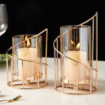 Metaliniai stikliniai žvakių laikikliai Prabangus auksas Džiovinta gėlių vaza Namų dekoras Svetainė Miegamasis Valgomojo stalas Dekoravimo priedai