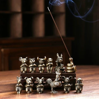 Metalinis lazdelės smilkalų laikiklis Degiklis Censer Mini kinų zodiako ženklo gyvūnas Joss-Stick stovas namų kvapų dekoravimo priedams