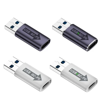 metalinis USB C keitiklis USB C moteriškas į USB vyriškas adapteris Greitas duomenų perdavimas ir energijos tiekimas nešiojamiesiems kompiuteriams aliuminio lydinys