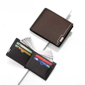 Metalinė trumpa retro daugiafunkcinė europietiška ir amerikietiška piniginė su užtrauktuku verslo kompaktiškas ir paprastas nešiojamas vyriškų kortelių krepšys