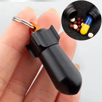 Mini EDC vitaminų kapsulių vaistų organizatoriai lauko tablečių laikymo dėžutė Raktų pakabuko laikiklis Aliuminio tablečių dėklo tablečių buteliukas