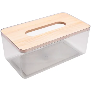 Minimalistinis audinių dėžutės dangtelio laikiklis, modernus skaidrus stačiakampis bambukinių veido audinių dozatorius vonios kambariui, miegamajam