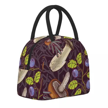 Miško pietų krepšys grybas Atsitiktinė pietų dėžutė moterims Lauko piknikas Nešiojamas aušintuvo krepšys Oxford Spausdinti Terminės tote rankinės