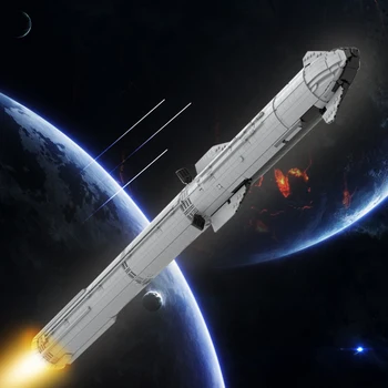 MOC SpaceX Starship & Super Heavy [Saturno V skalė] Raketų kaladėlės 