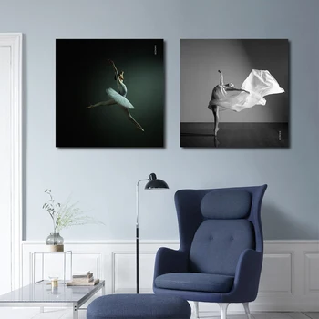 Modernus minimalistinis nespalvotas dekoratyvinės drobės tapyba Baleto šokėjas Angelas Drobė Meno plakatas ir atspaudai Sieninis paveikslas