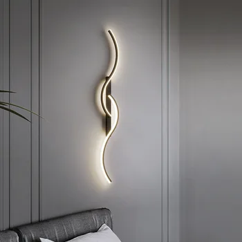 Modernūs dekoratyviniai sieniniai šviestuvai Nauja minimalistinė linija LED sieninis šviestuvas Svetainės fonas Paprastas miegamojo naktinis šviestuvas