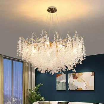 Modernūs prabangūs šviestuvai Apšvietimas Auksinė pakabinama lempa Stiklas Idoor namų dekoro pakabukas Svetainės valgomojo stalo miegamasis G9