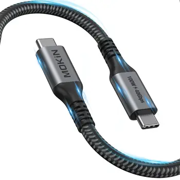 MOKiN USB 4 kabelis 4ft, 40Gbps USB kabelis su 100W įkrovimu, palaiko 5K arba 8K ekraną, USB 4 kabelis suderinamas su MacBook, šakotuvas