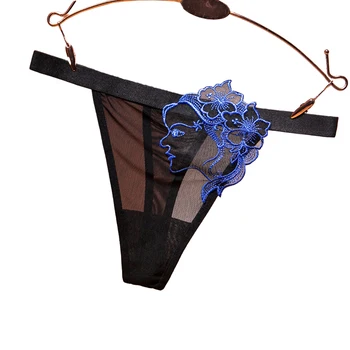 Moterys 3D grožio siuvinėjimo trumpikės Žiūrėti per tinklinius apatinius drabužius Moteriškos skaidrios apatinės kelnaitės Itin plonos erotinės kelnaitės Apatinis trikotažas