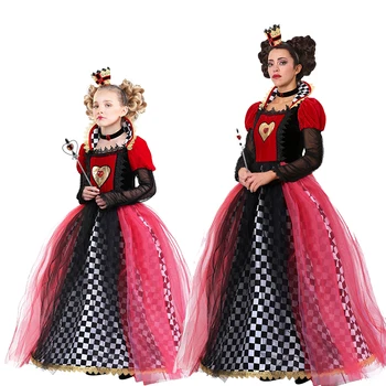 Moterys Alisa Princesė Puošnios suknelės merginos Ravishing Queen of Hearts kostiumas šeimos Helovino karnavalui