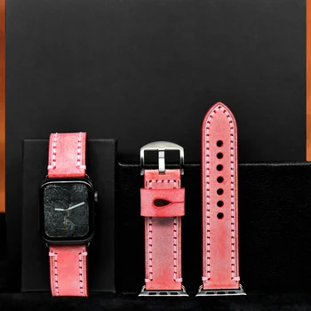 Natūralios odos laikrodžiai, skirti Apple WATCH8 su tikslia adatos sagtimi ir arklio kamanos dizainu – 49 mm dirželis