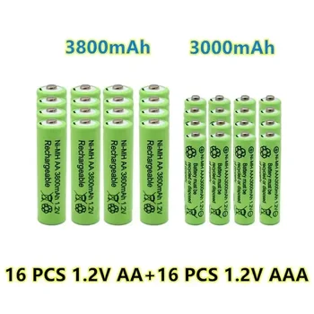 Nauja 1.2V AA 3800mAh NI-MH įkraunamos baterijos+1.2 V AAA 3000 mAh Rechageable baterija NI-MH baterija