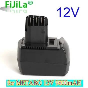 Nauja 12V 9800mAh Ni-MH pakaitinio elektrinio įrankio baterija, skirta METABO 6.02151.50 BZ12SP BS 12 SP, BSZ 12, BZ 12 SP, SSP 12, ULA96