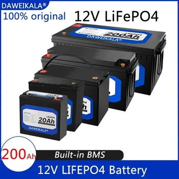 Naujas 12V 20Ah 50Ah 100Ah 150Ah 200Ah LiFePo4 akumuliatorių paketas Ličio geležies fosfato baterijos Įmontuotas BMS saulės valčiai Be mokesčių