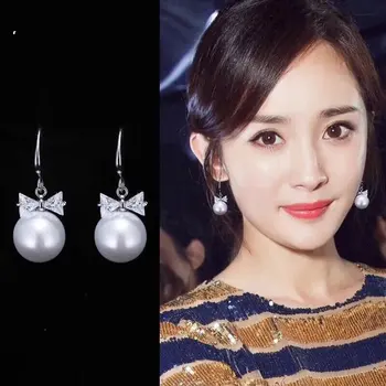 Naujas prabangos prekės ženklo dizaino mados modeliavimas perlų auskarai moteriški mieli lanko perlų auskarai moteriški papuošalai
