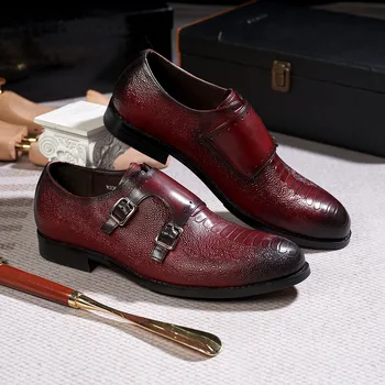 Naujas zapato formalus para hombres scarpe eleganti uomo suknelės bateliai vyriški vienuolio dirželio batai vyrams