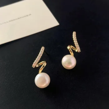 Nauji korėjietiški madingi perlų lankų auskarai moterims Mielas skanus Cirkonio lankų vakarėlis Laisvalaikio mados papuošalų didmeninė prekyba