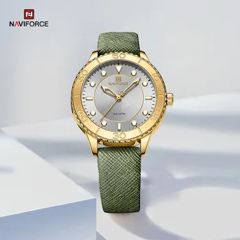 NAVIFORCE Business Ladies laikrodžių apyrankė Originalus vandeniui atsparus laikrodis Odinis dirželis Kasdienis rankinis laikrodis moterims Relogio Feminino