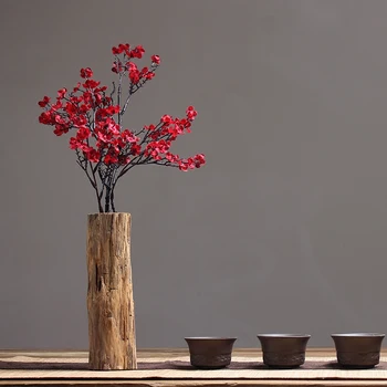 Negyvos medienos vazos dekoravimas Svetainės gėlių kompozicija Sausa gėlė Retro Namų kūrybinis dekoravimas