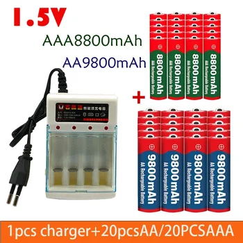 Nemokamas pristatymas 1,5V įkraunama baterija AAA 8800 Mah + AA 9800 Mah su šarmine technologija Tinka žaisliniams skustuvams+įkrovikliams