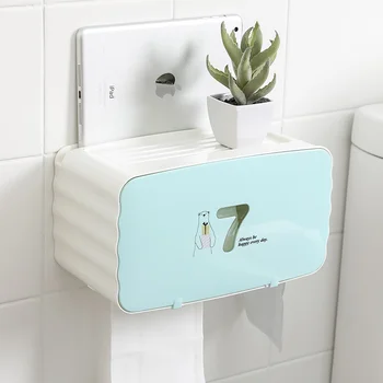 Neperšlampamas vonios kambario tualetinio popieriaus laikiklis Sieninis plastikinis didelis audinių dėžutes Įdėkite šiukšlių maišą Mobiliojo telefono laikymo lentyna