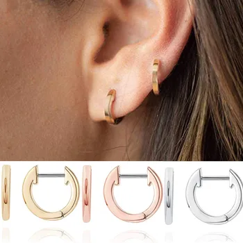 Nerūdijančio plieno auskarai Minimalūs blizgūs lankelio auskarai moterims Papuošalai Aukso spalva Mažytė kremzlė Auskarų vėrimas Madinga dovana