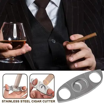 Nerūdijančio plieno cigarų pjaustytuvas daugiafunkcinis spyruoklinių cigarų kirpimo mašinėlės lapo formos nešiojamas tvirtas kišenės dydis Giljotinos žirklės