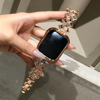 Nerūdijančio plieno deimantinė juosta, skirta Apple Watch Ultra 49mm 45 41mm 40 42 44mm Crystal Women Dirželis, skirtas iWatch Series 8 7 6 5 4 se 3
