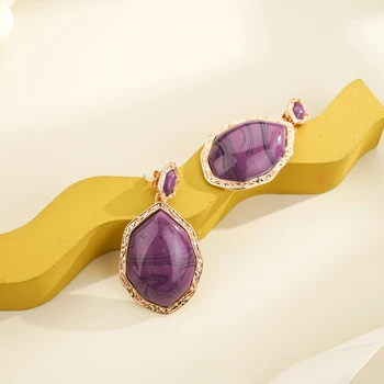 Netaisyklinga derva Purpurinis kabantis auskarai moterims Geometriniai lašiniai auskarai Paauksuoti cinko lydinys Mados papuošalai Ponios dovana