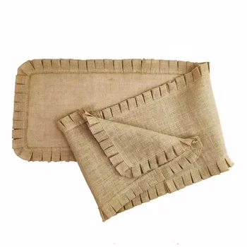 New Mcao Jute Burlap Table Runners Natural Rustic Bohemian Festive Ruffed Farmhouse Design Dining Gifts For Party TJ6138