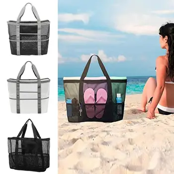 Nešiojamas paplūdimio krepšys Didelės talpos tinklinis krepšys iškyloms Kelionių reikmenys Dušo krepšys Paplūdimiams Iškylos Kelionės lauke
