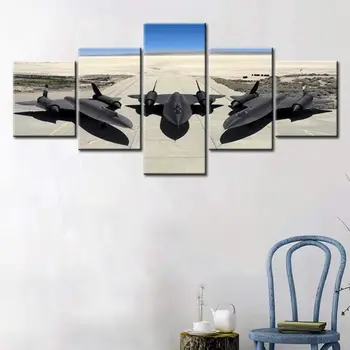 No Framed 5Pcs Trys oro pajėgų lėktuvai -SR-71 Blackbird lėktuvo paveikslai Drobės paveikslėliai Sieniniai plakatai svetainės namų dekorui