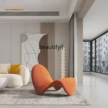 Nordic dizainerio liežuvio kėdė Itališka minimalistinė svetainė Tingi vienvietė sofa kėdė Balkonas Laisvalaikio kėdė Namų baldai