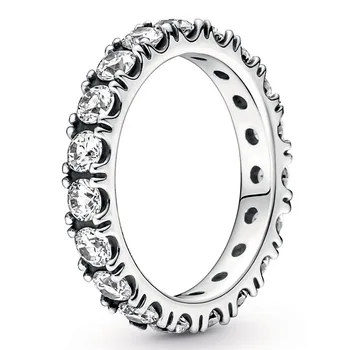 Original Moments Sparkling Row Eternity Ring For Women 925 Sterling Silver Wedding Gift Fashion Jewelry