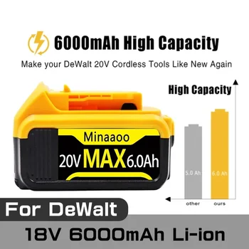 Originali DCB200 20V 8000mAh ličio pakeitimo baterija Dewaltui 18V DCB184 DCB200 DCB182 DCB180 DCB181 DCB182 DCB201 DCB206