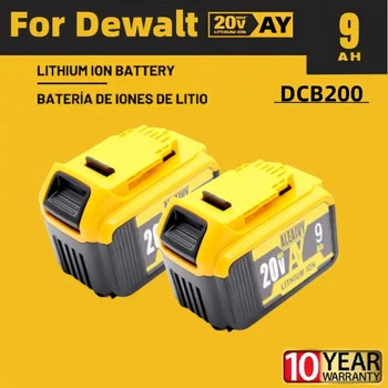 Originalios 9000mAh 18V/20 voltų MAX DCB200 pakaitinės ličio jonų baterijos, skirtos DeWalt DCB205 DCB201 DCB203 DCB180 elektrinių įrankių baterijos